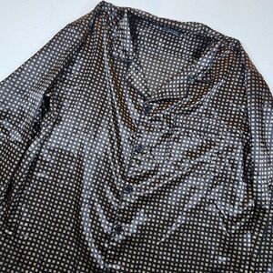Robert Louis Silk Blend Pajama Top Mens XL Black Gold Geometric Button Shirt